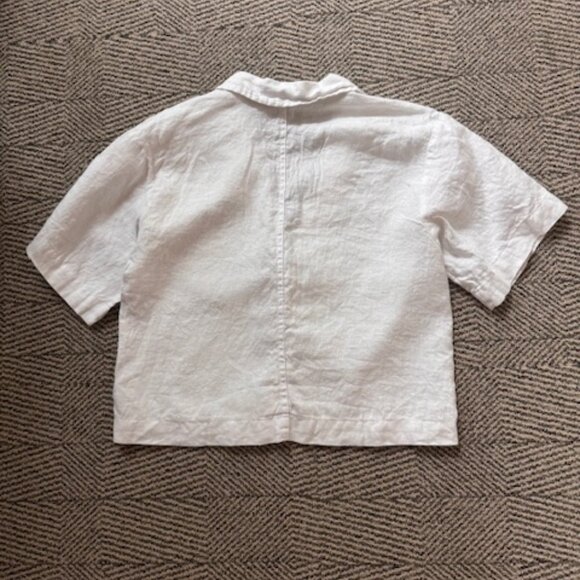 Madewell Linen Crop White Button-Up Size S - Picture 7 of 10